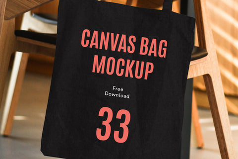 Free Canvas Bag On Chair Mockup