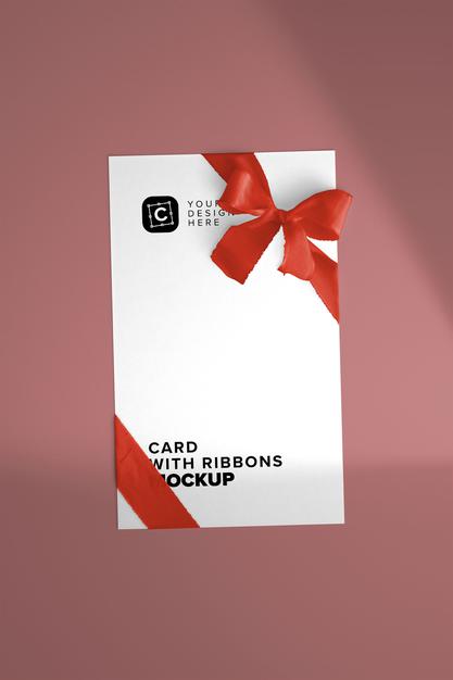 Free Card With Ribbons Mockup Psd