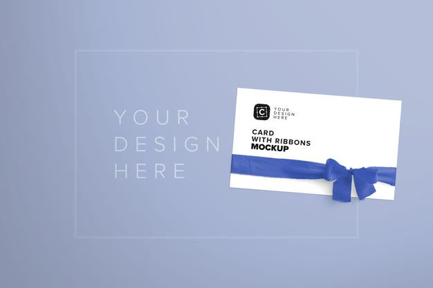 Free Card With Ribbons Mockup Psd