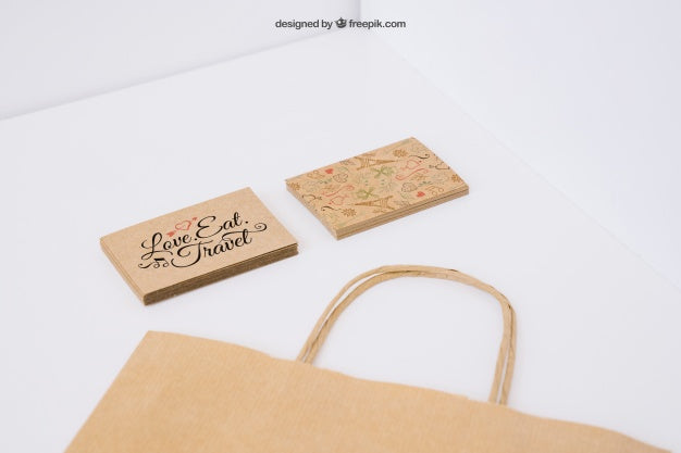 Free Cardboard Business Cards And Bag Psd
