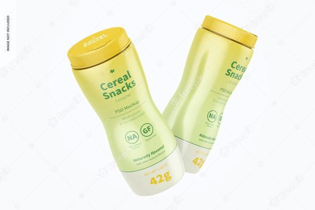 Free Cereal Snacks Bottle Mockup, Falling Psd