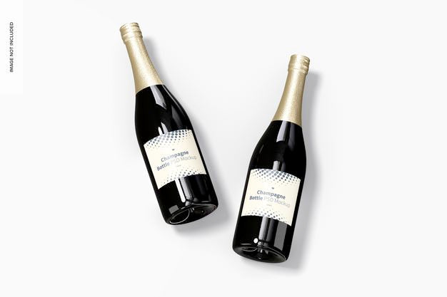 Free Champagne Bottles Mockup, Top View Psd