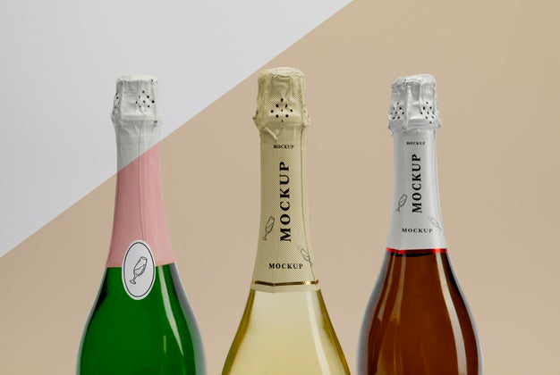 Free Champagne Bottles With Mock-Up Psd