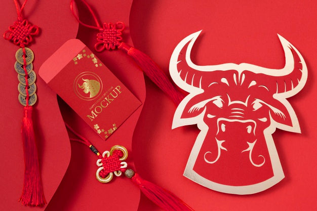 Free Chinese New Year Isometric Mock-Up Elements Assortment Psd