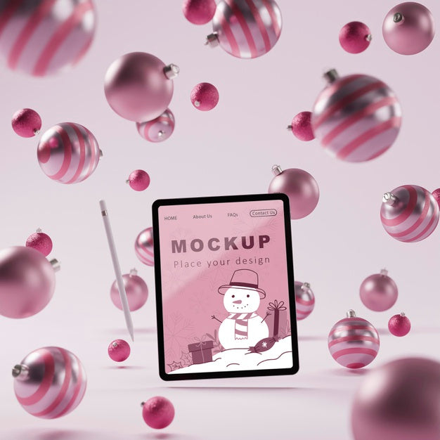 Free Christmas Decoration Background With Mock-Up Psd