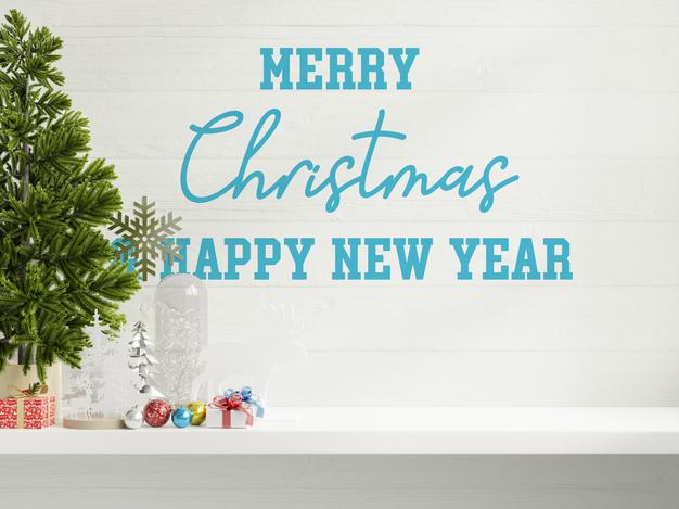 Free Christmas Mockup White Wall In Living Room Interior. Psd