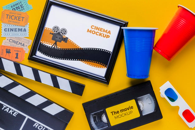 Free Cinema Items Mock-Up Concept Psd