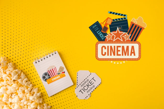 Free Cinema Tickets And Popcorn Top View Psd