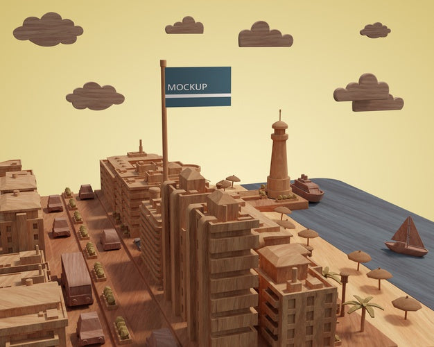 Free Cities World Day 3D Miniature Psd