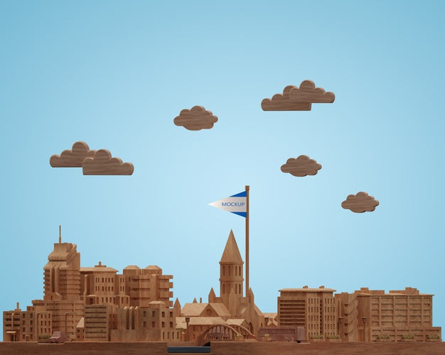 Free Cities World Day Buildings Model Miniature Psd