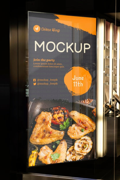 Free City Food Billboard Mock-Up Psd