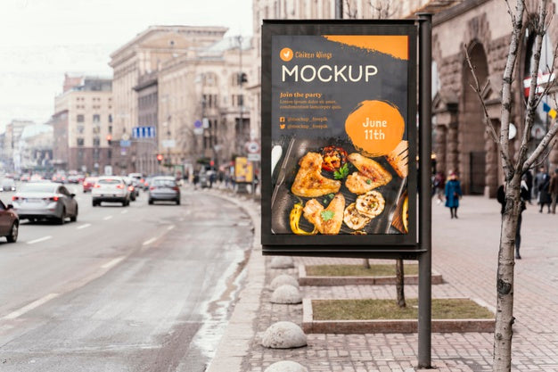 Free City Food Billboard Mock-Up Psd