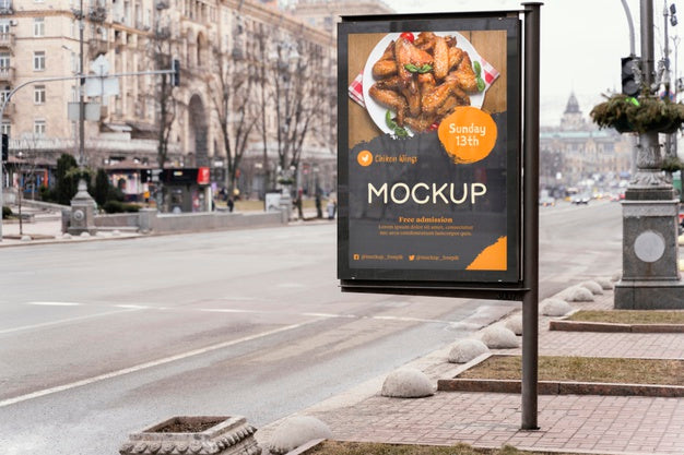 Free City Food Billboard Mock-Up Psd