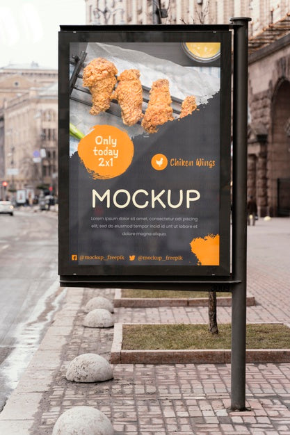 Free City Food Billboard Mock-Up Psd
