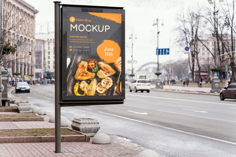 Free City Food Billboard Mock-Up Psd