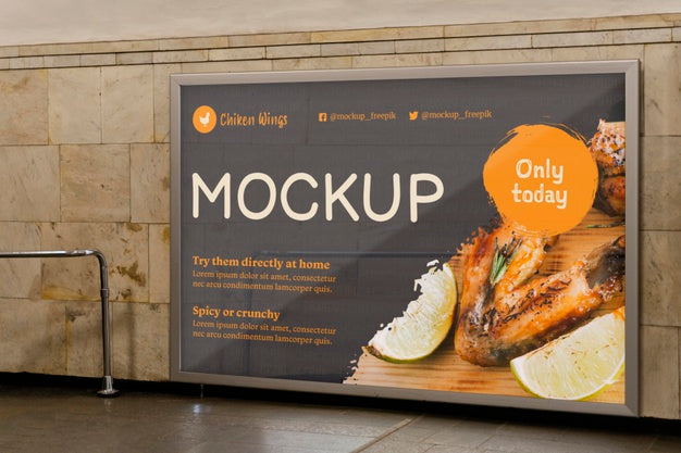 Free City Food Billboard Mock-Up Psd