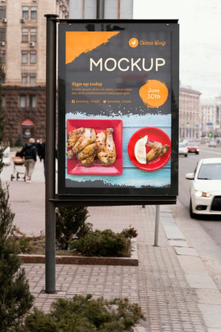 Free City Food Billboard Mock-Up Psd