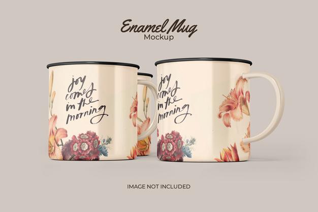 Free Classic Enamel Mug Mockup Psd