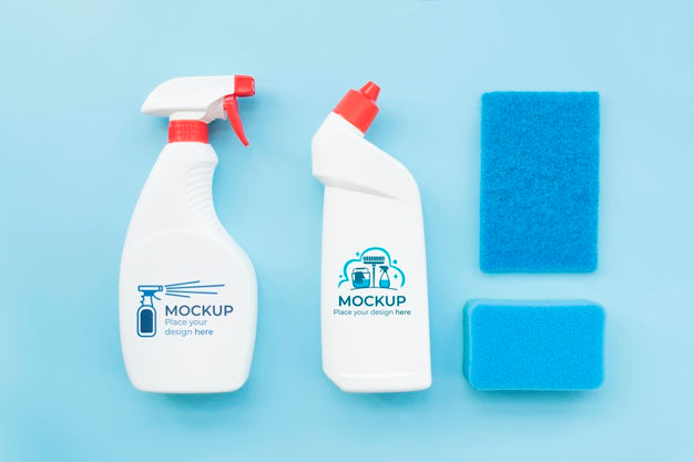 Free Cleaning Products Arrangement Top View Psd