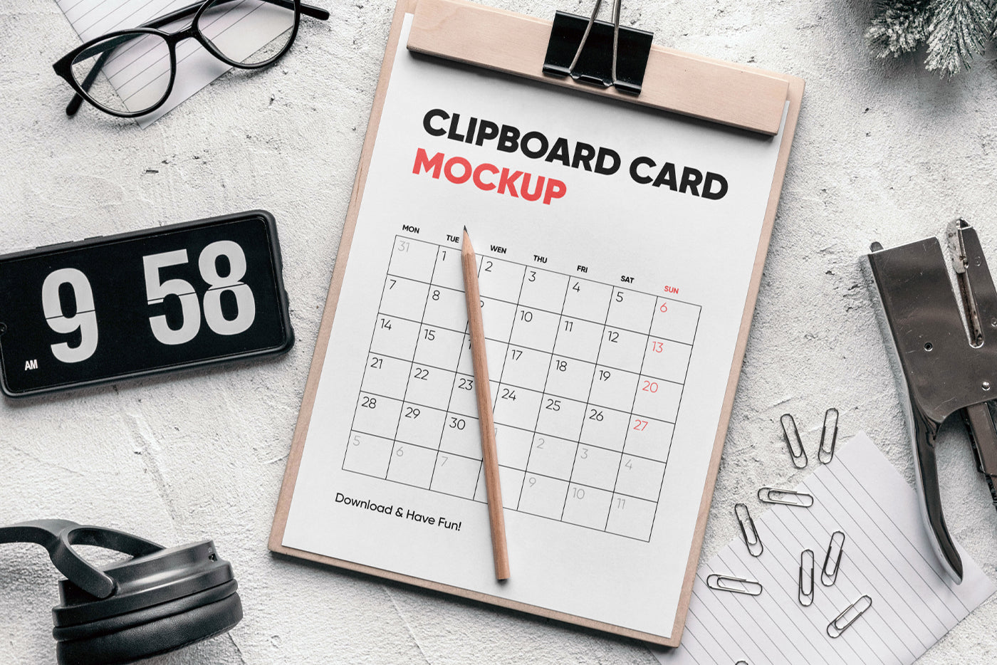 Free Clipboard Card Mockup