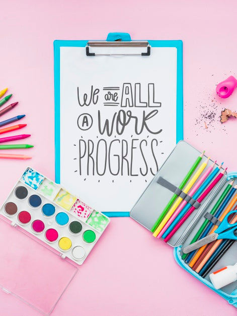 Free Clipboard With Positive Message And Tools Beside Psd