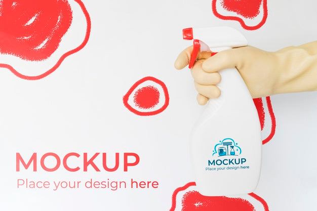 Free Close-Up Hand Holding Detergent Bottle Psd