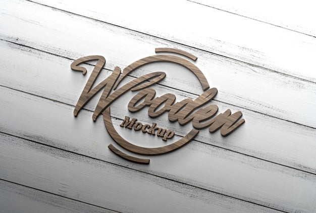 Free Close Up On Wooden Logotype Mockup Psd