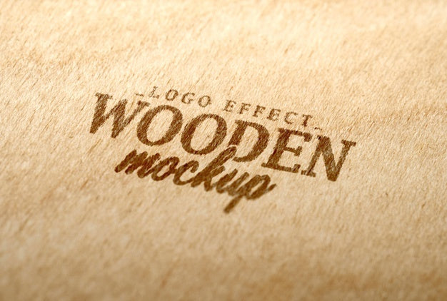Free Close Up On Wooden Logotype Mockup Psd