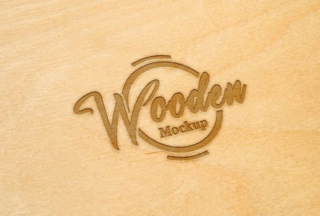 Free Close Up On Wooden Logotype Mockup Psd