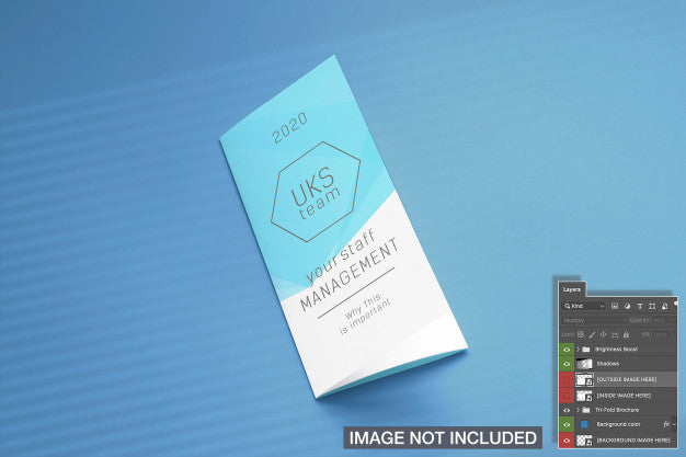 Free Closed Tri-Fold Flyer Brochure Cover Mockup Psd