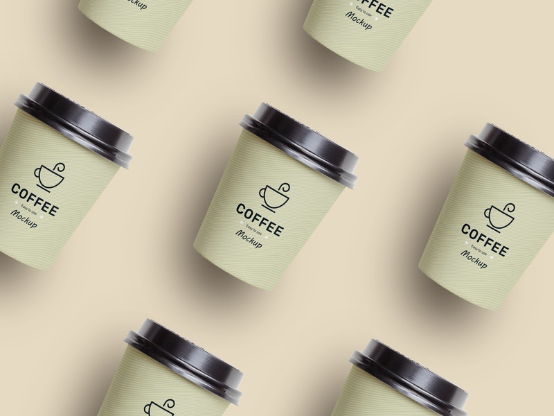 Free Coffee Cup Perspective Mockup