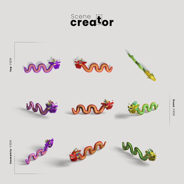 Free Collection Of Chinese Colorful Dragons Psd