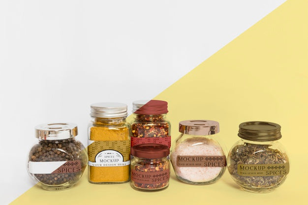 Free Collection Of Labeling Jars With Spices Psd