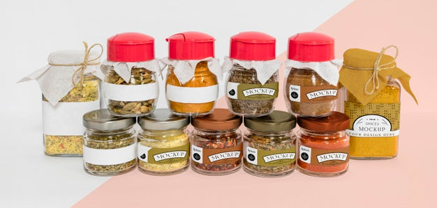Free Collection Of Labeling Jars With Spices Psd