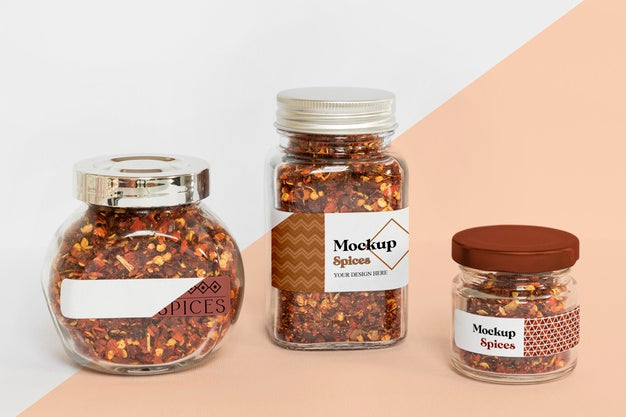 Free Collection Of Labeling Jars With Spices Psd
