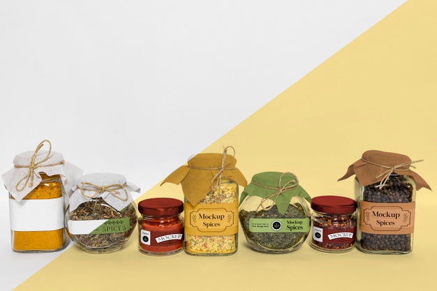 Free Collection Of Labeling Jars With Spices Psd