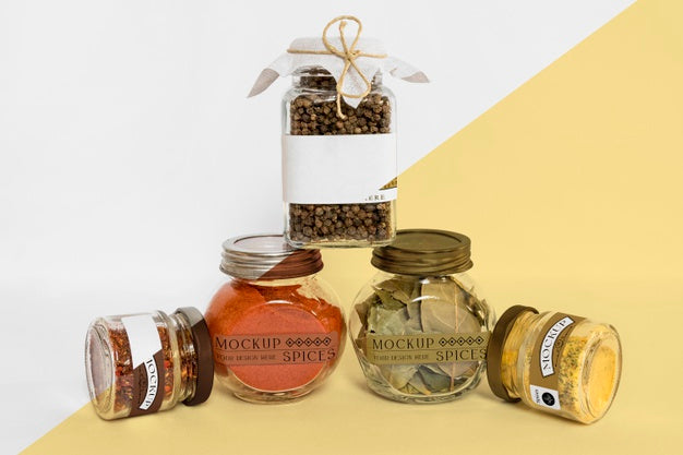 Free Collection Of Labeling Jars With Spices Psd