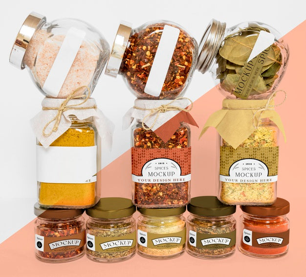 Free Collection Of Labeling Jars With Spices Psd