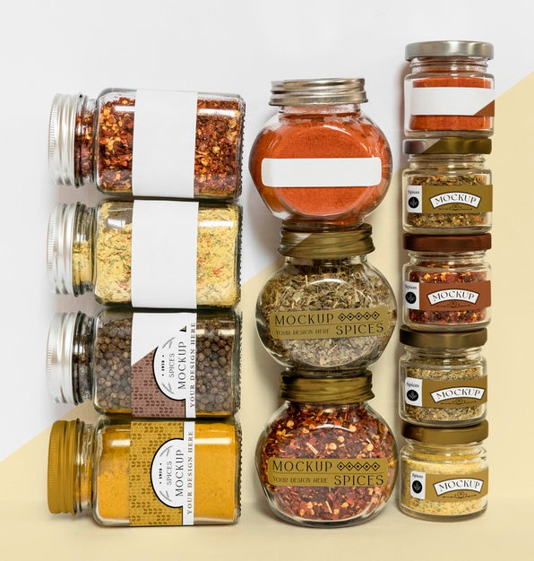 Free Collection Of Labeling Jars With Spices Psd