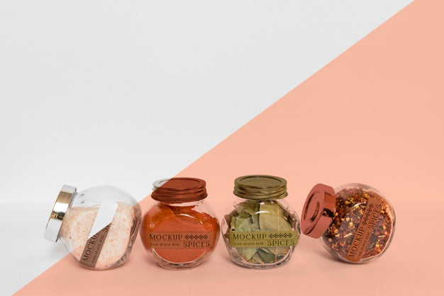 Free Collection Of Labeling Jars With Spices Psd