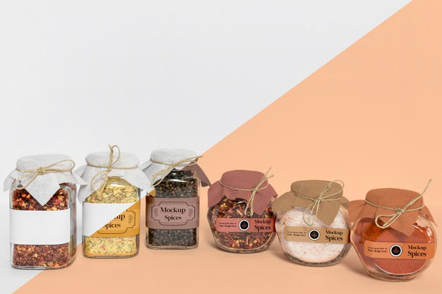 Free Collection Of Labeling Jars With Spices Psd