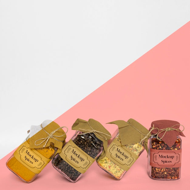 Free Collection Of Labeling Jars With Spices Psd