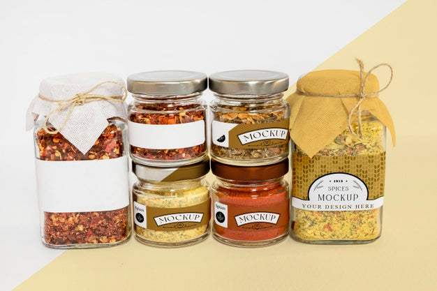 Free Collection Of Labeling Jars With Spices Psd