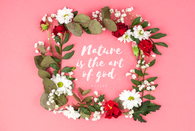 Free Colorful Flowers Framing Mockup Psd