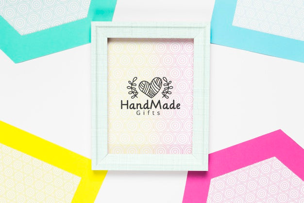 Free Colorful Handmade Frame With Mock-Up Psd