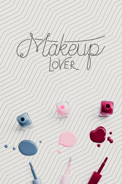Free Colorful Nail Polish Make-Up Concept Mock-Up Psd