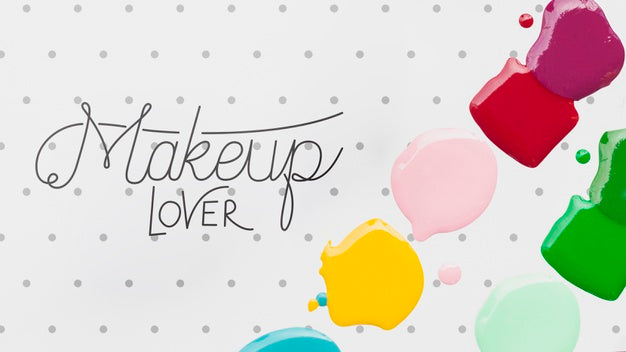 Free Colorful Nail Polish Stains Make-Up Concept Mock-Up Psd