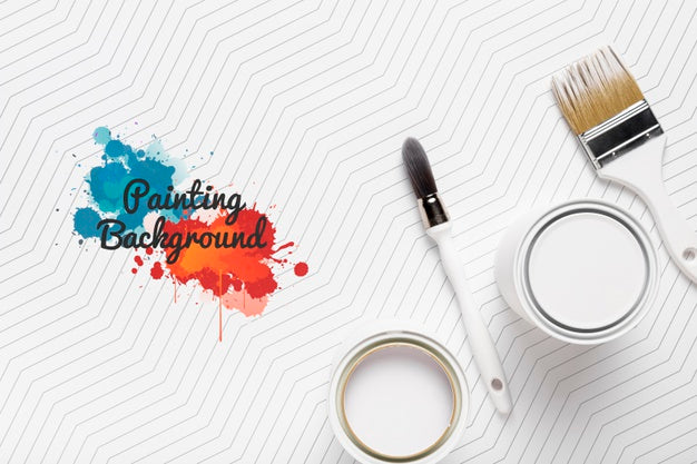 Free Colorful Painting Concept Mock-Up Psd