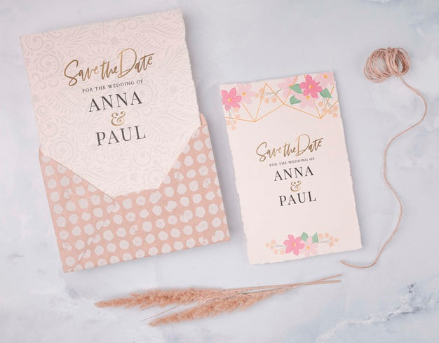 Free Colorful Wedding Invitation With Flat Lay Psd