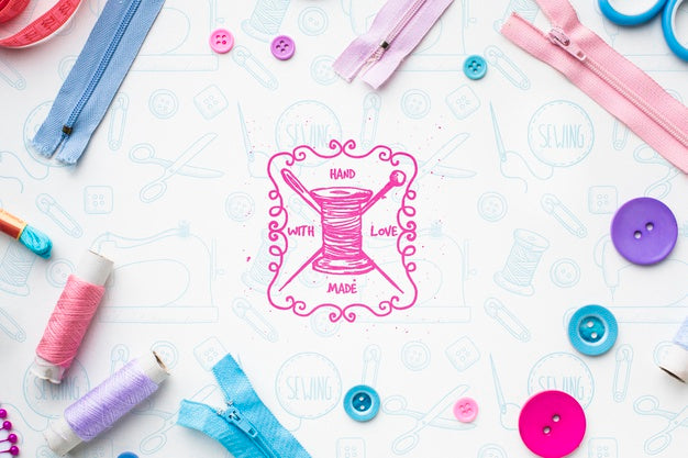 Free Colorful Zippers And Buttons Mock-Up Psd